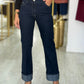 Calça jeans reta com strass crua feminina