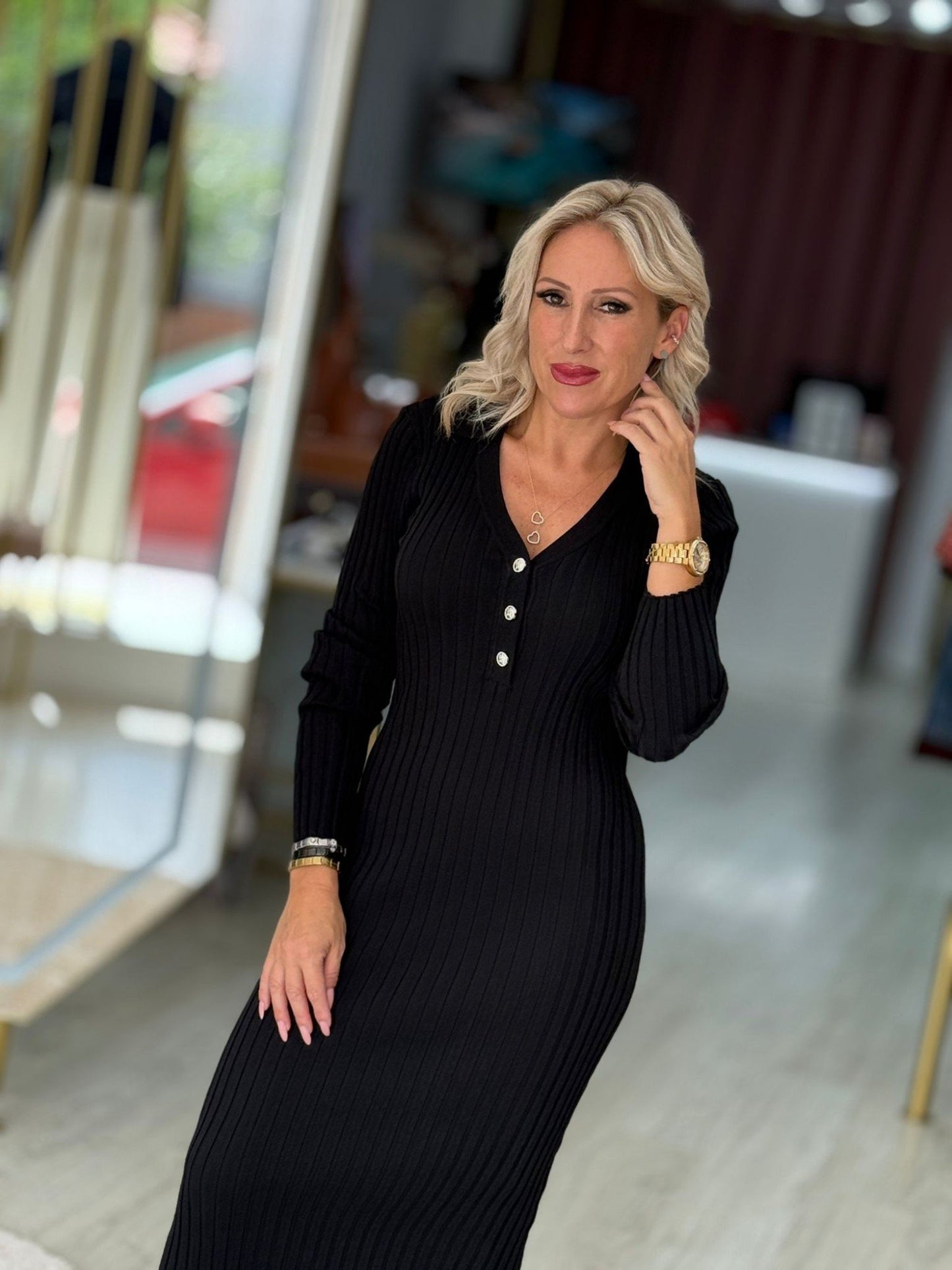 Vestido de malha comprido