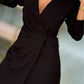 Vestido blazer preto feminino com decote em V