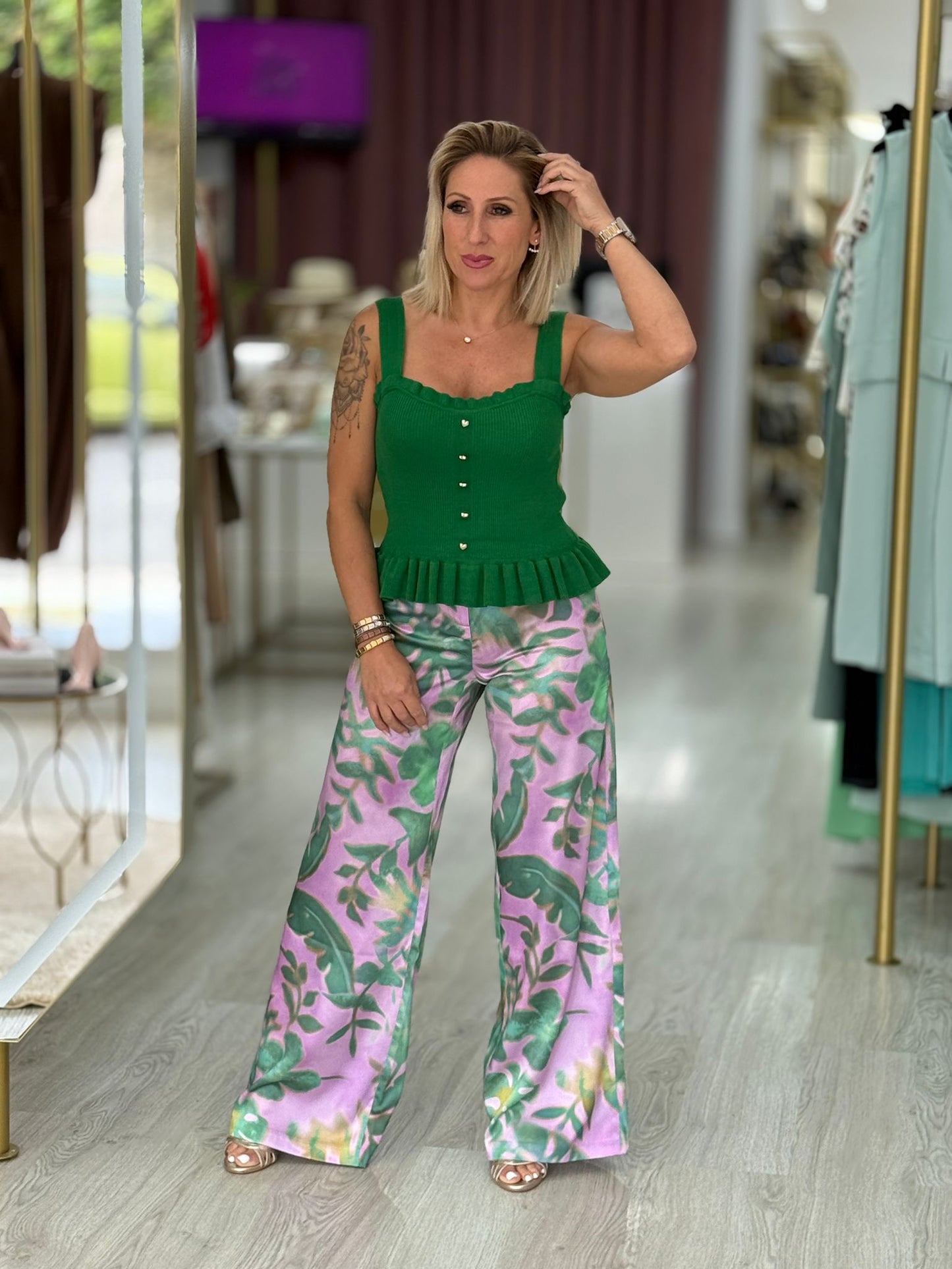 Calças acetinadas estampadas
