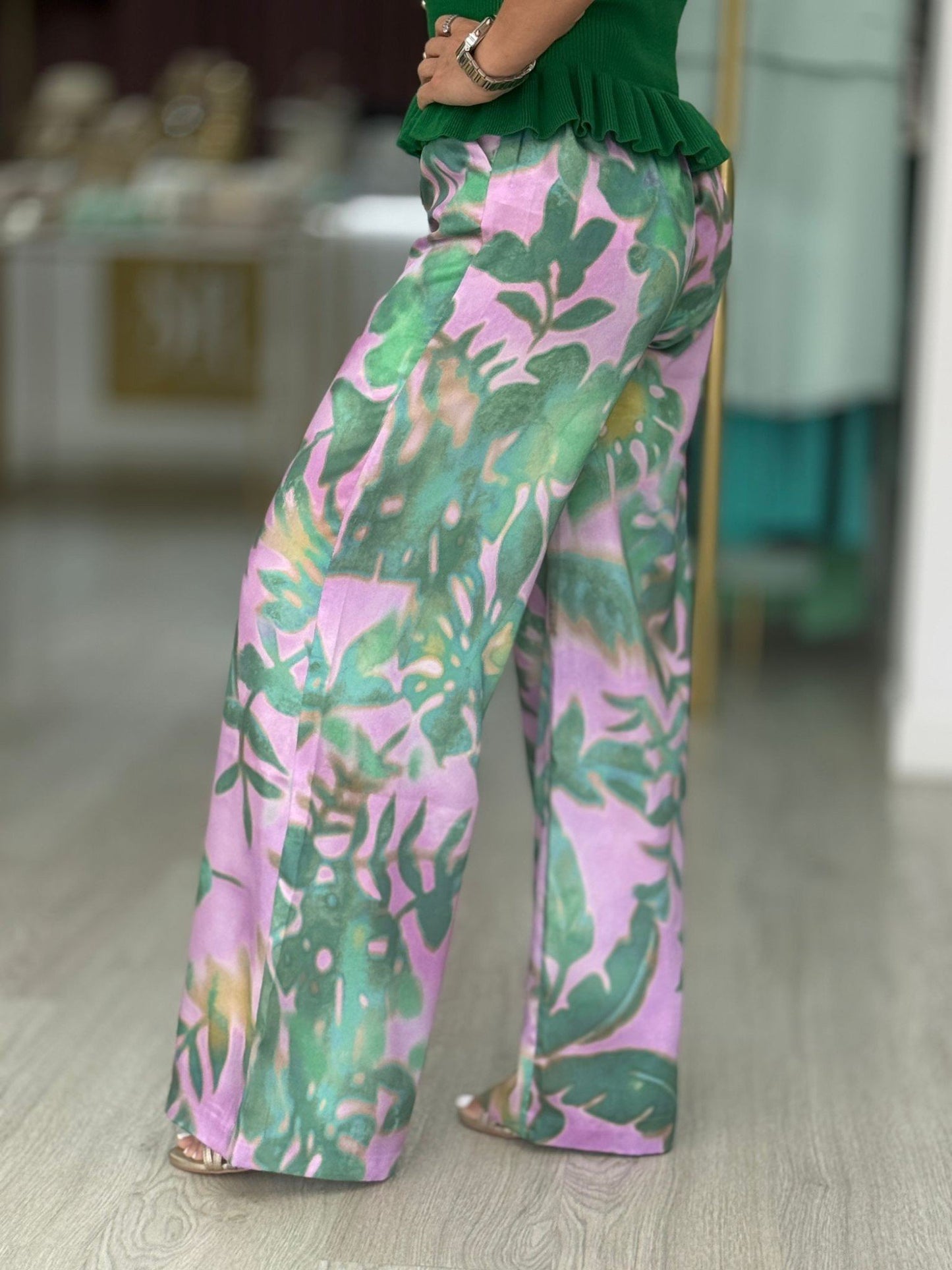Calças acetinadas estampadas