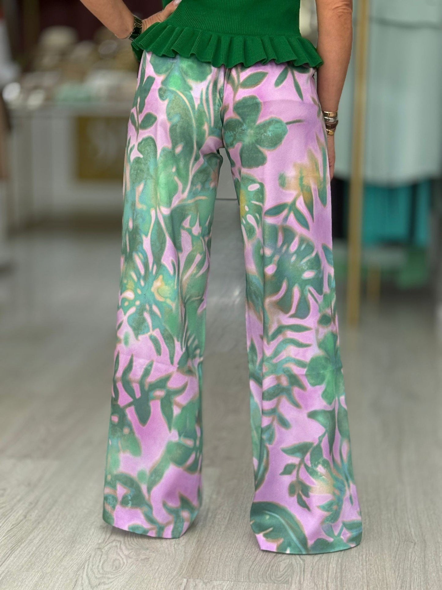 Calças acetinadas estampadas