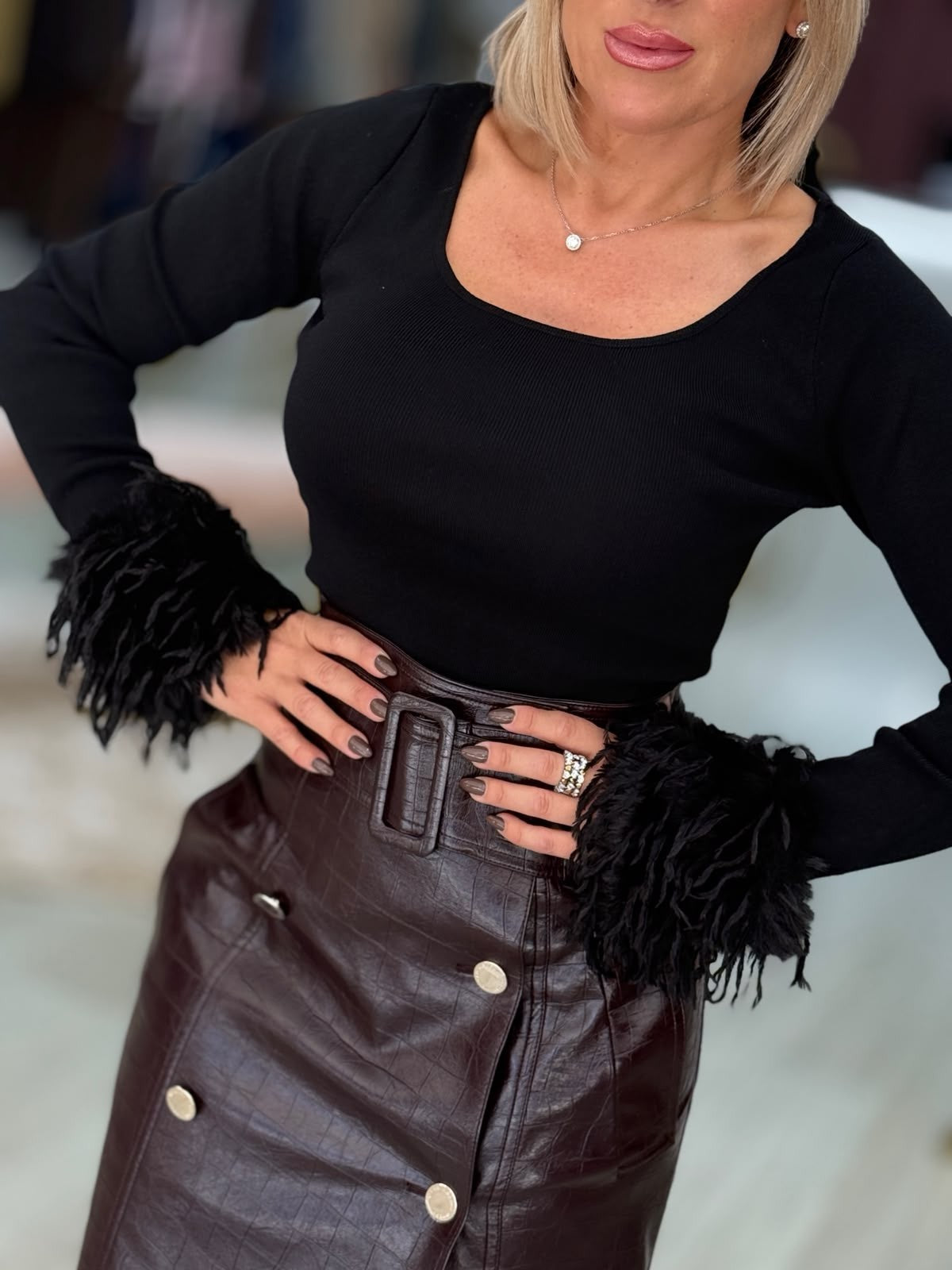 Camisola com punho em pelo