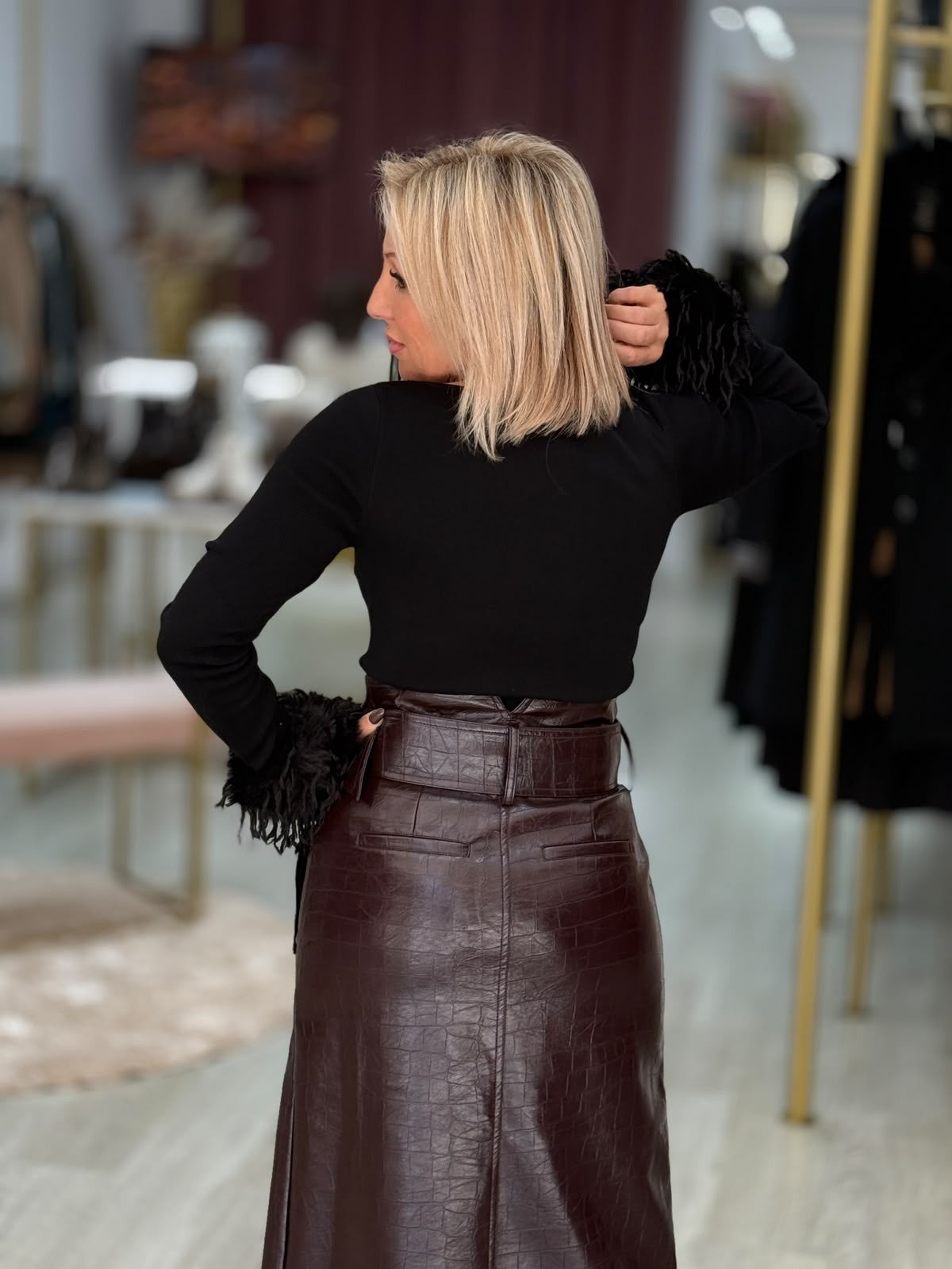 Camisola com punho em pelo