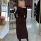 Vestido comprido com lurex