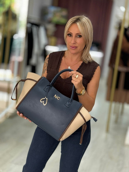 Shopper tricolor azul