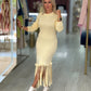 Vestido de malha com franjas