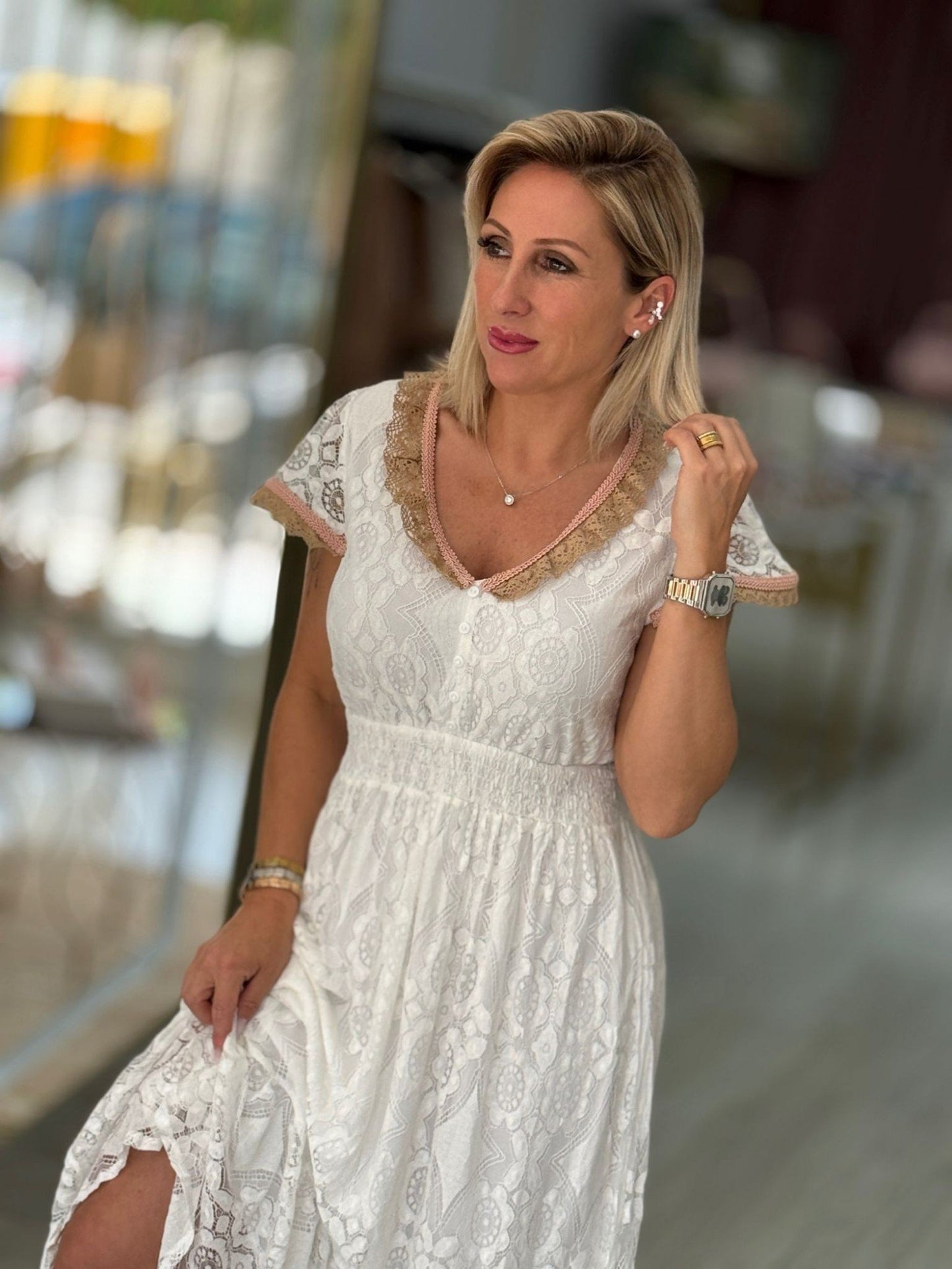 Vestido comprido rendado