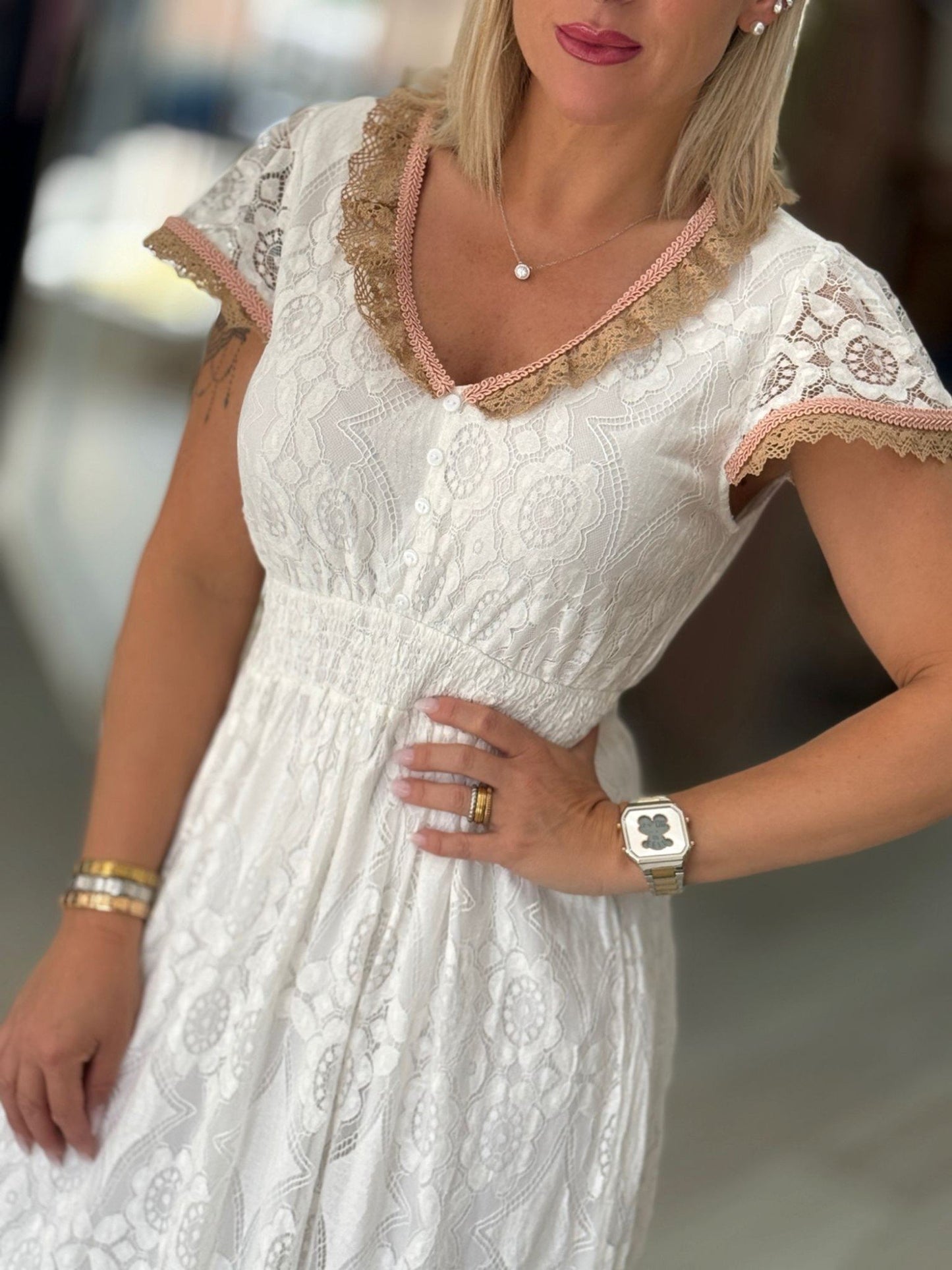 Vestido comprido rendado