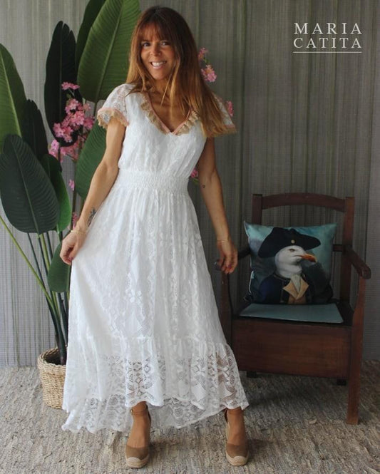 Vestido comprido rendado