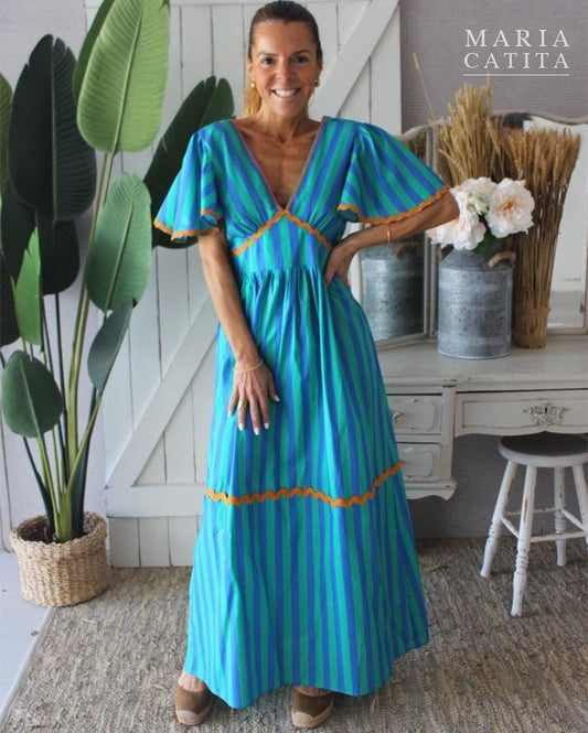 Vestido comprido riscas