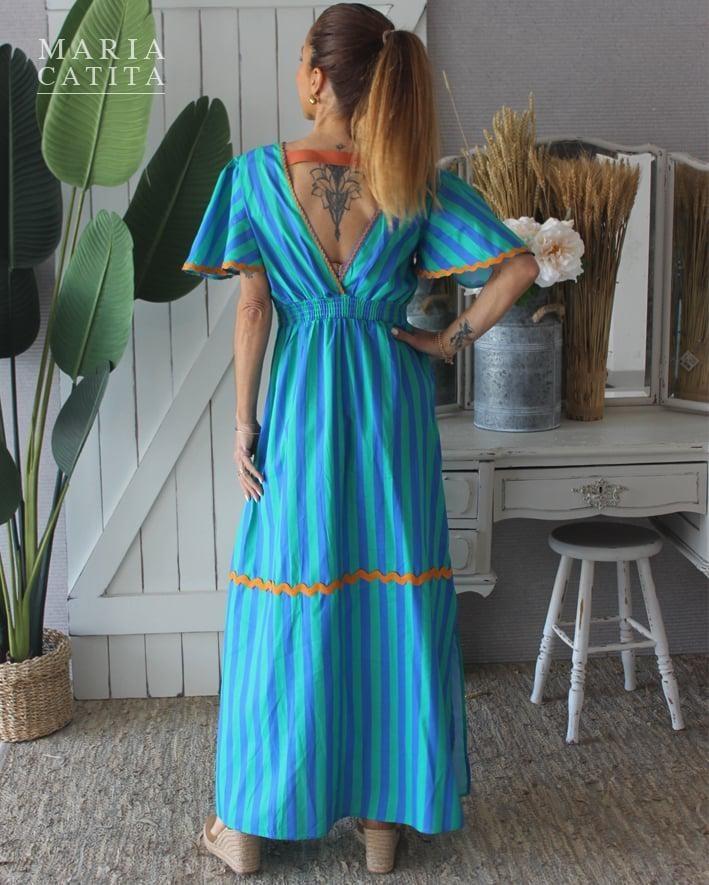 Vestido comprido riscas