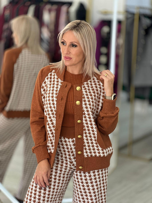 Casaco bomber pied-de-poule