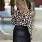 Camisola gola polo print leopardo
