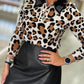 Camisola gola polo print leopardo