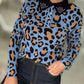 Camisola gola polo print leopardo