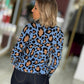 Camisola gola polo print leopardo