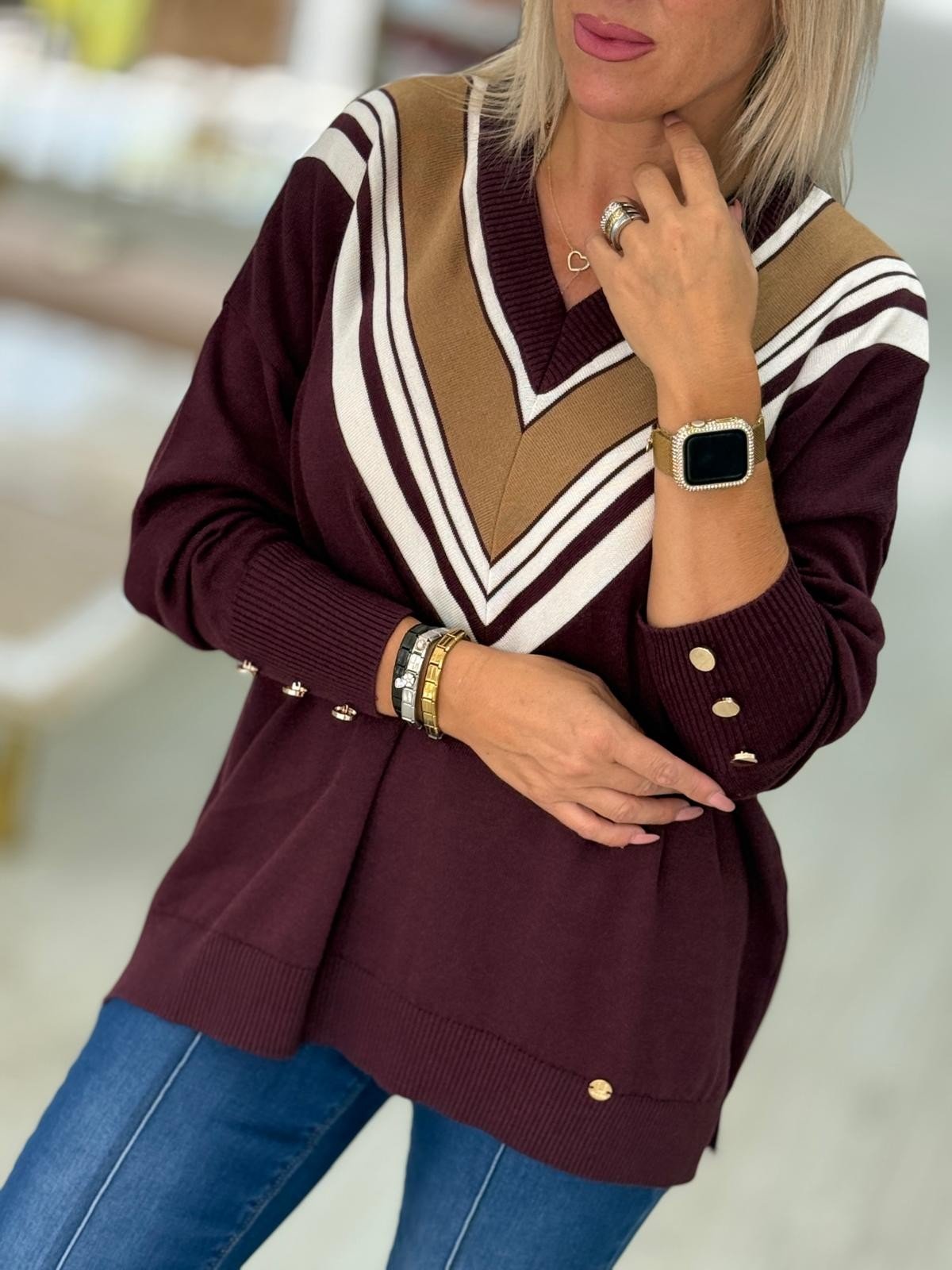 Camisola decote em v