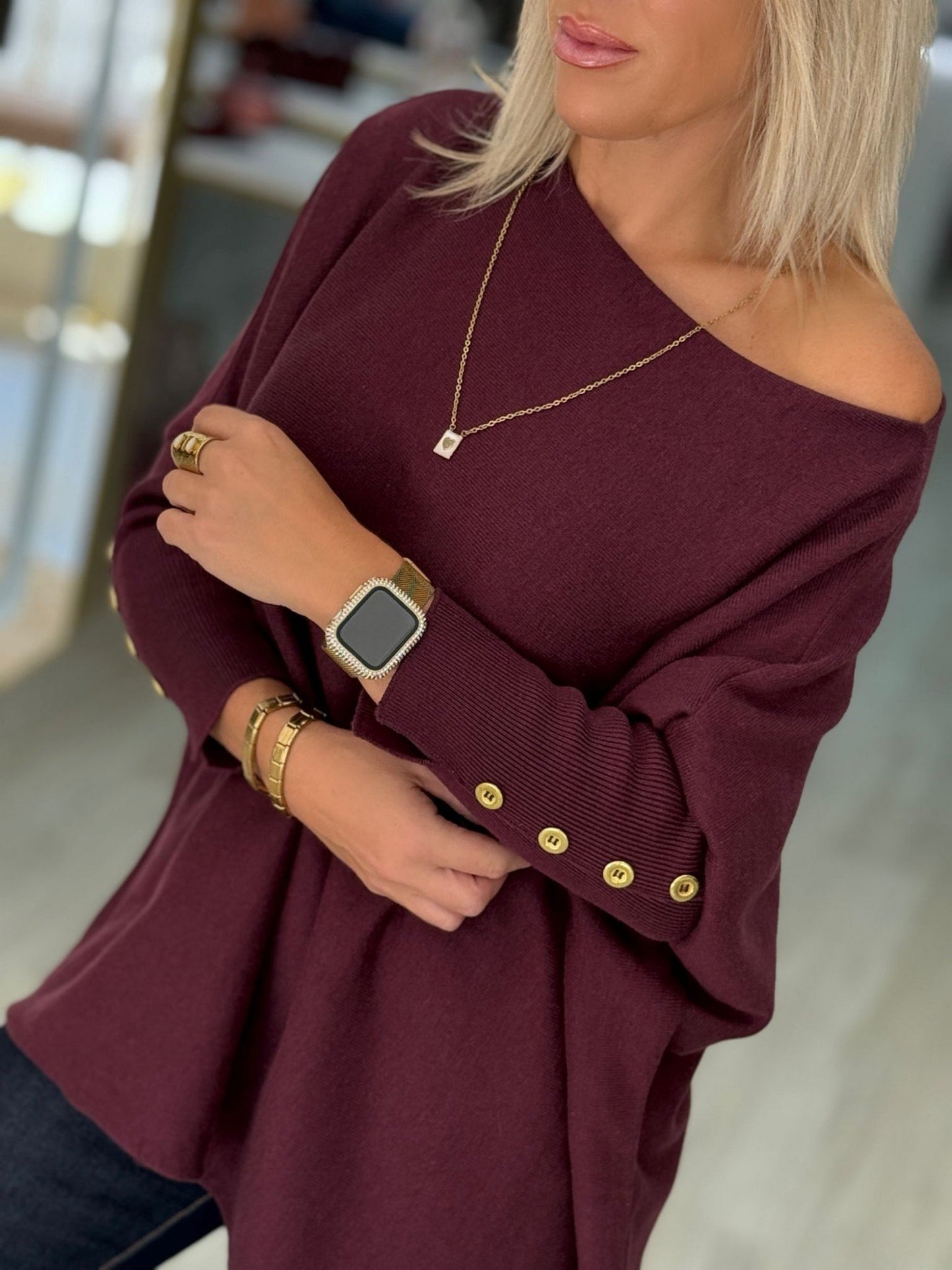 Camisola oversize com botões