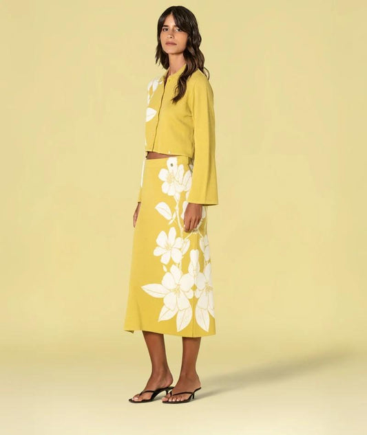 Saia com jacquard flores