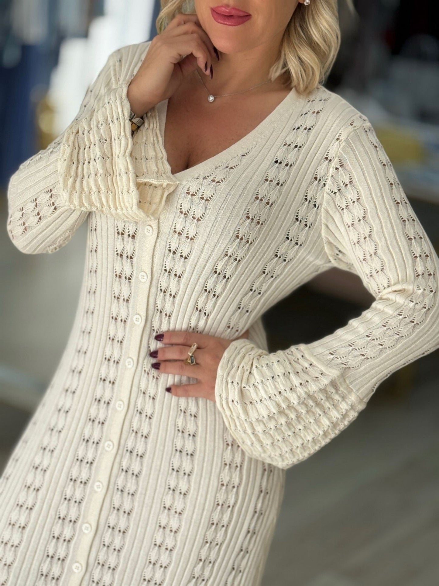 Casaco comprido perfurado (+ cores)