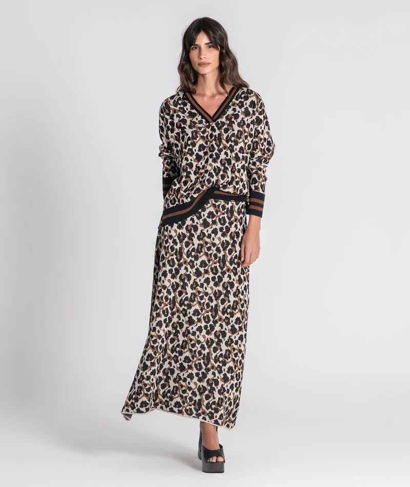 Saia comprida animal print