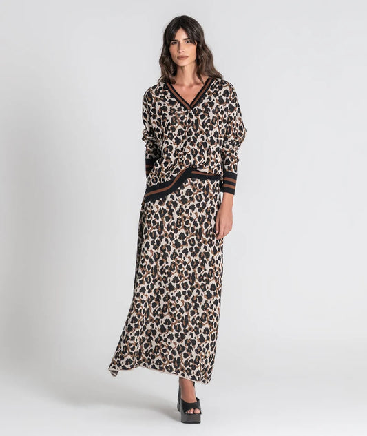 Saia comprida animal print