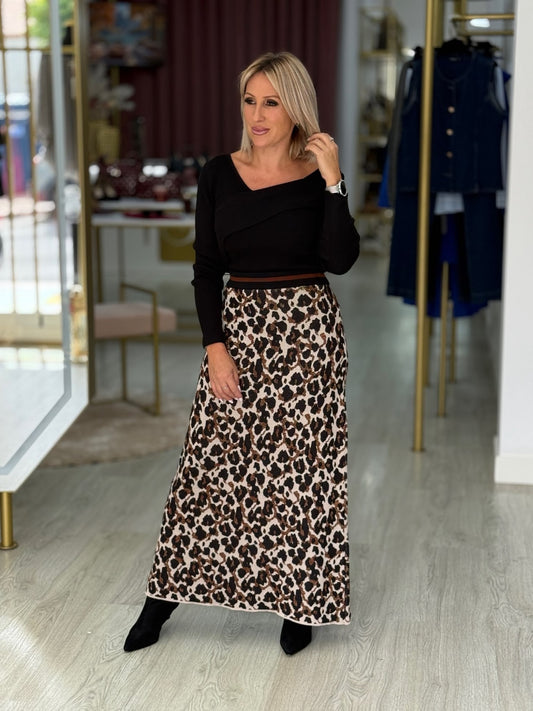 Saia comprida animal print