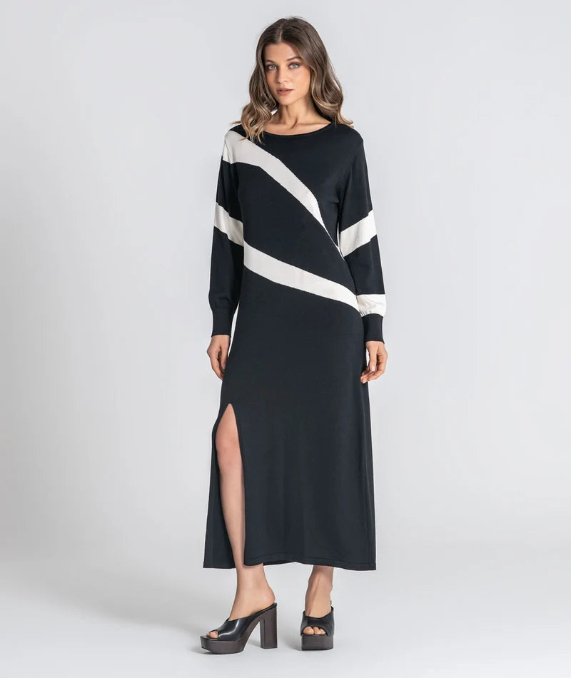 Vestido comprido jacquard
