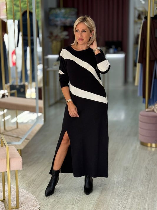 Vestido comprido jacquard