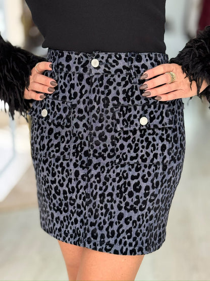 Saia veludo animal print