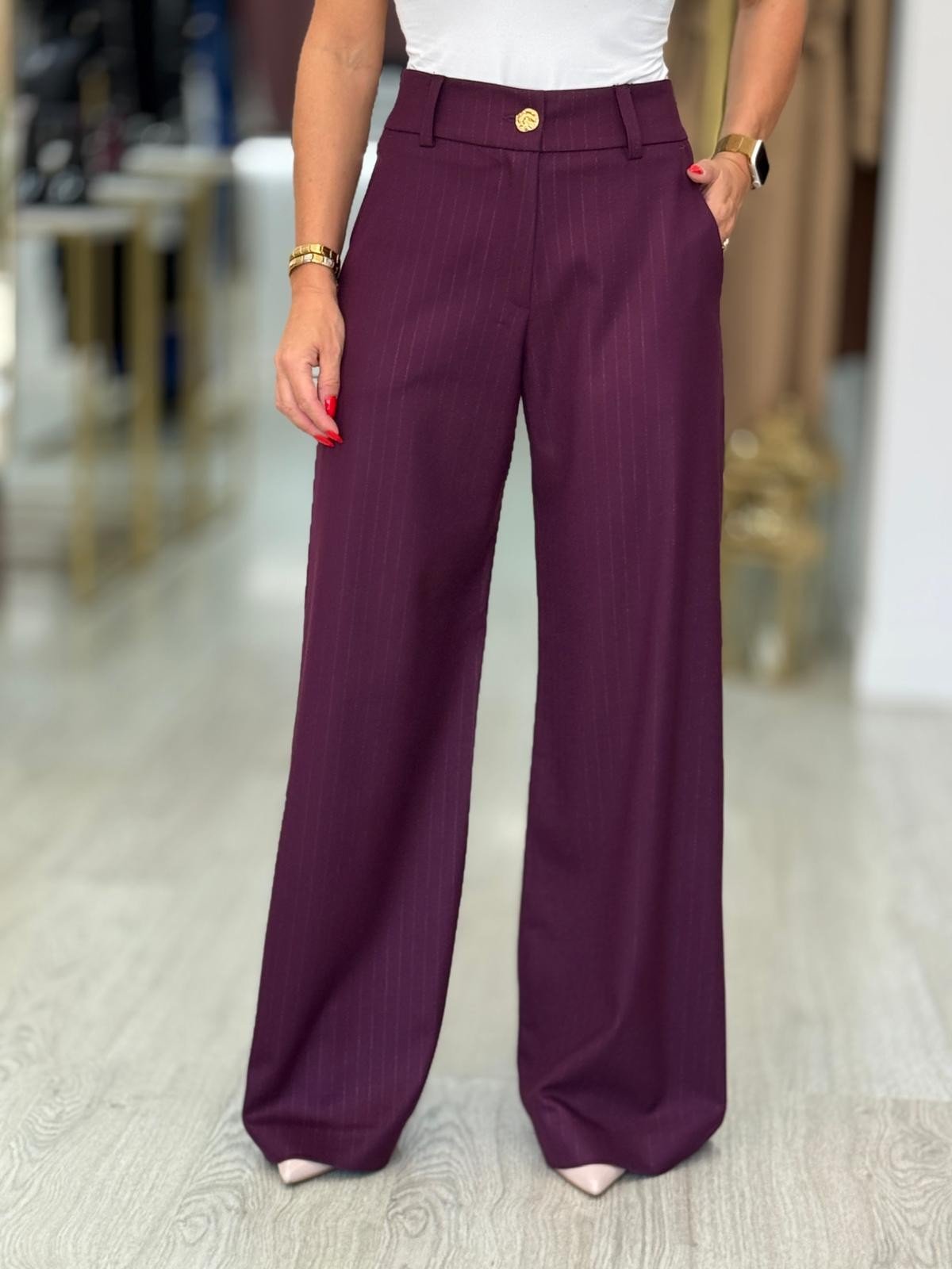 Calça clássica com brilho