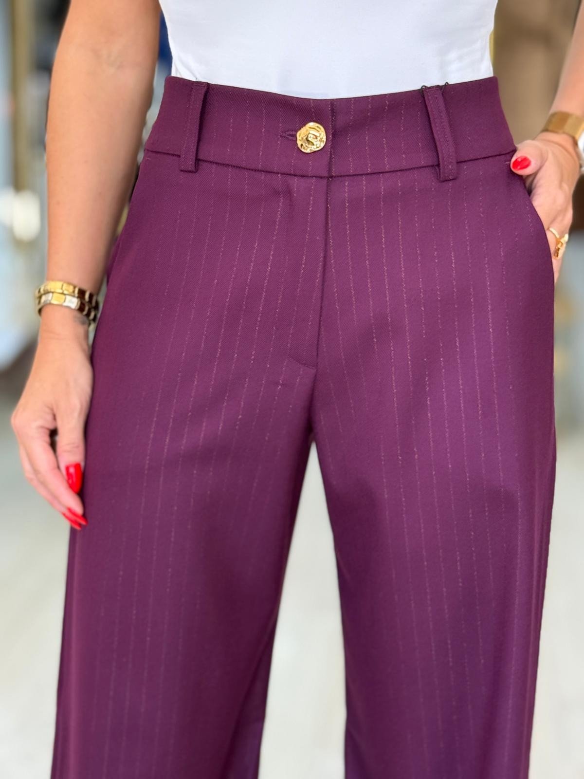 Calça clássica com brilho