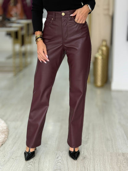 Calça ecopele straight