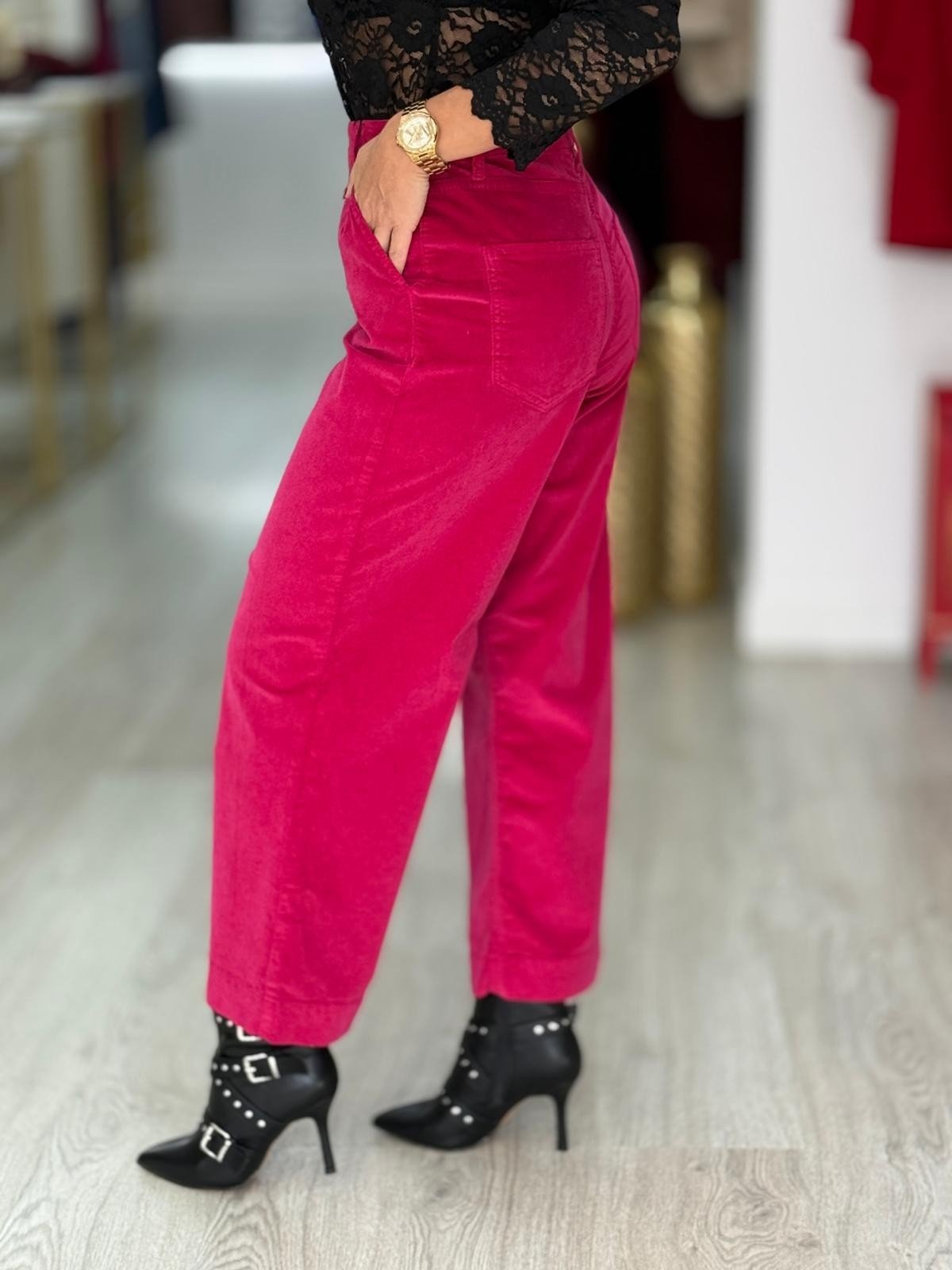 Calças veludo wide leg