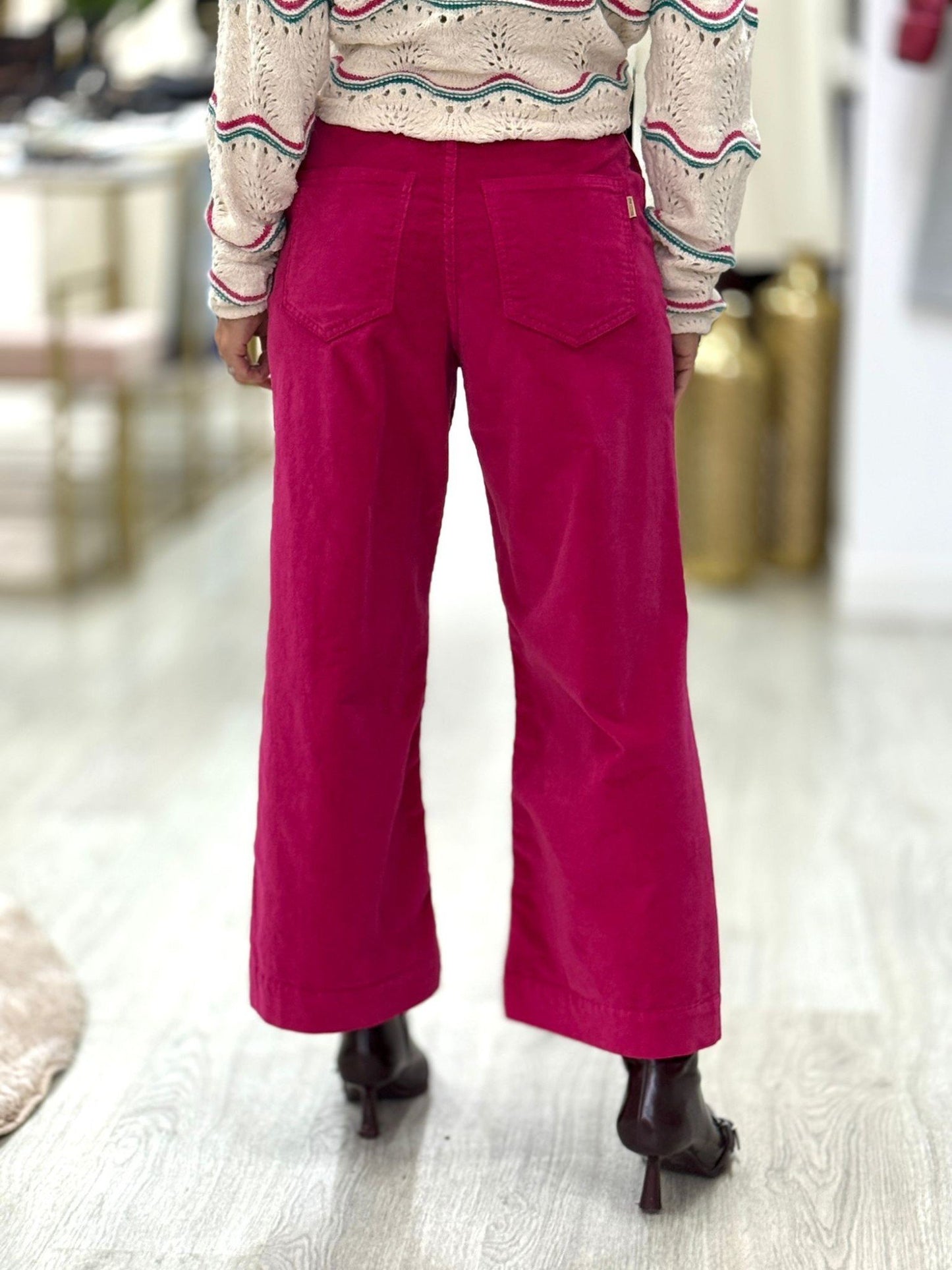 Calças veludo wide leg