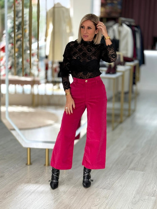 Calças veludo wide leg