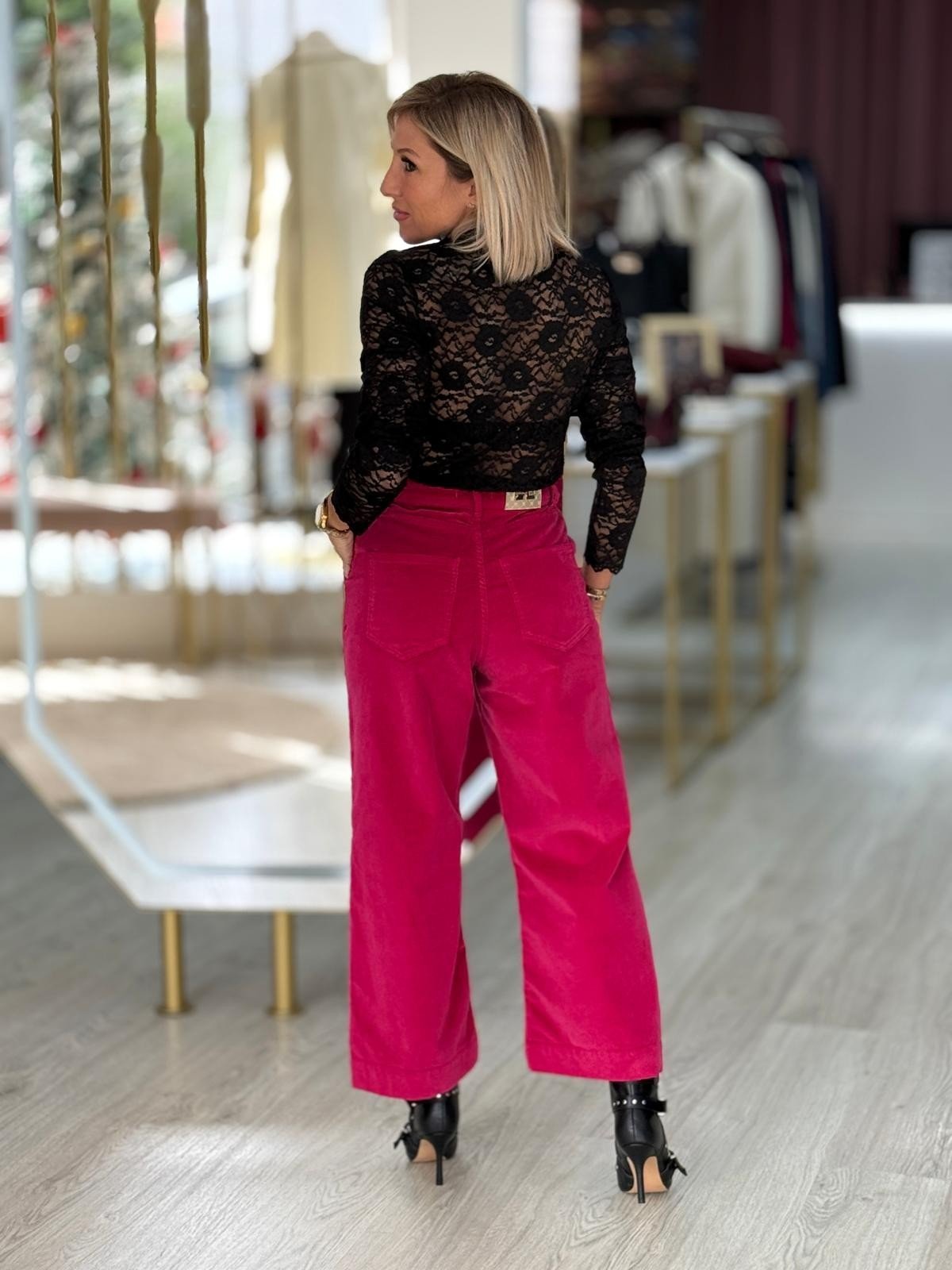 Calças veludo wide leg