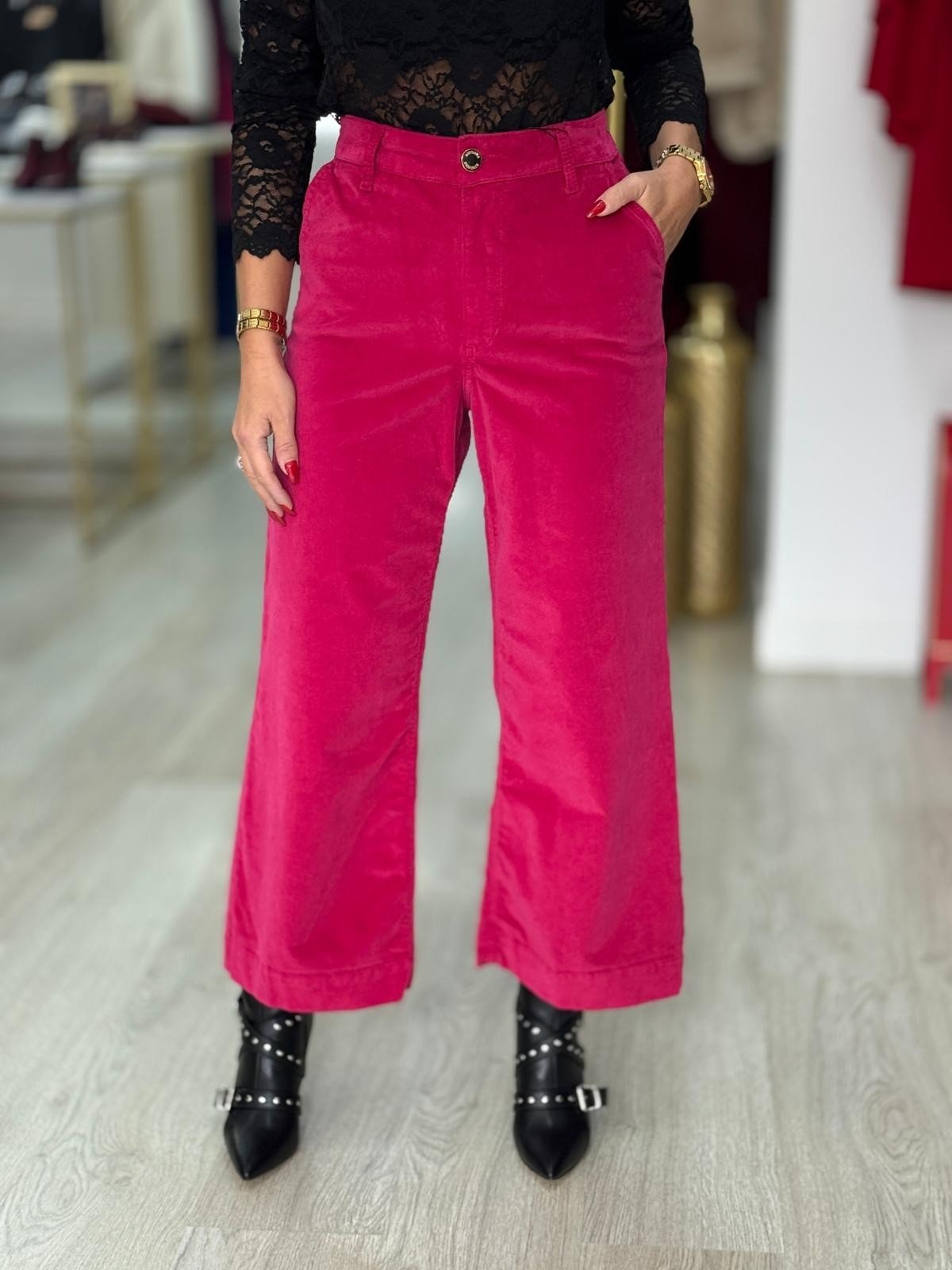 Calças veludo wide leg