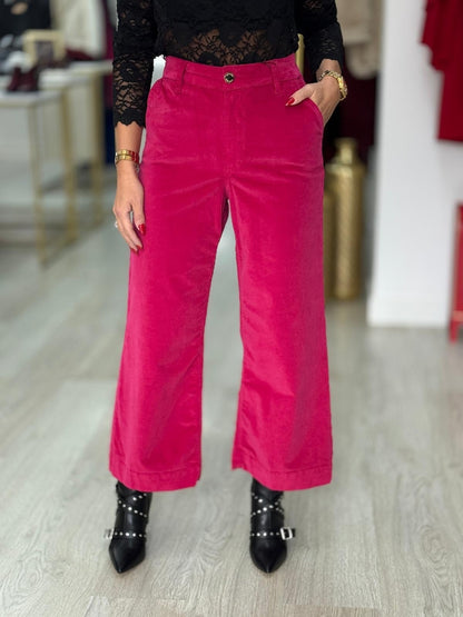 Calças veludo wide leg