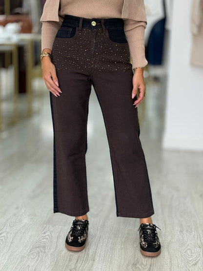 Calças de ganga com strass