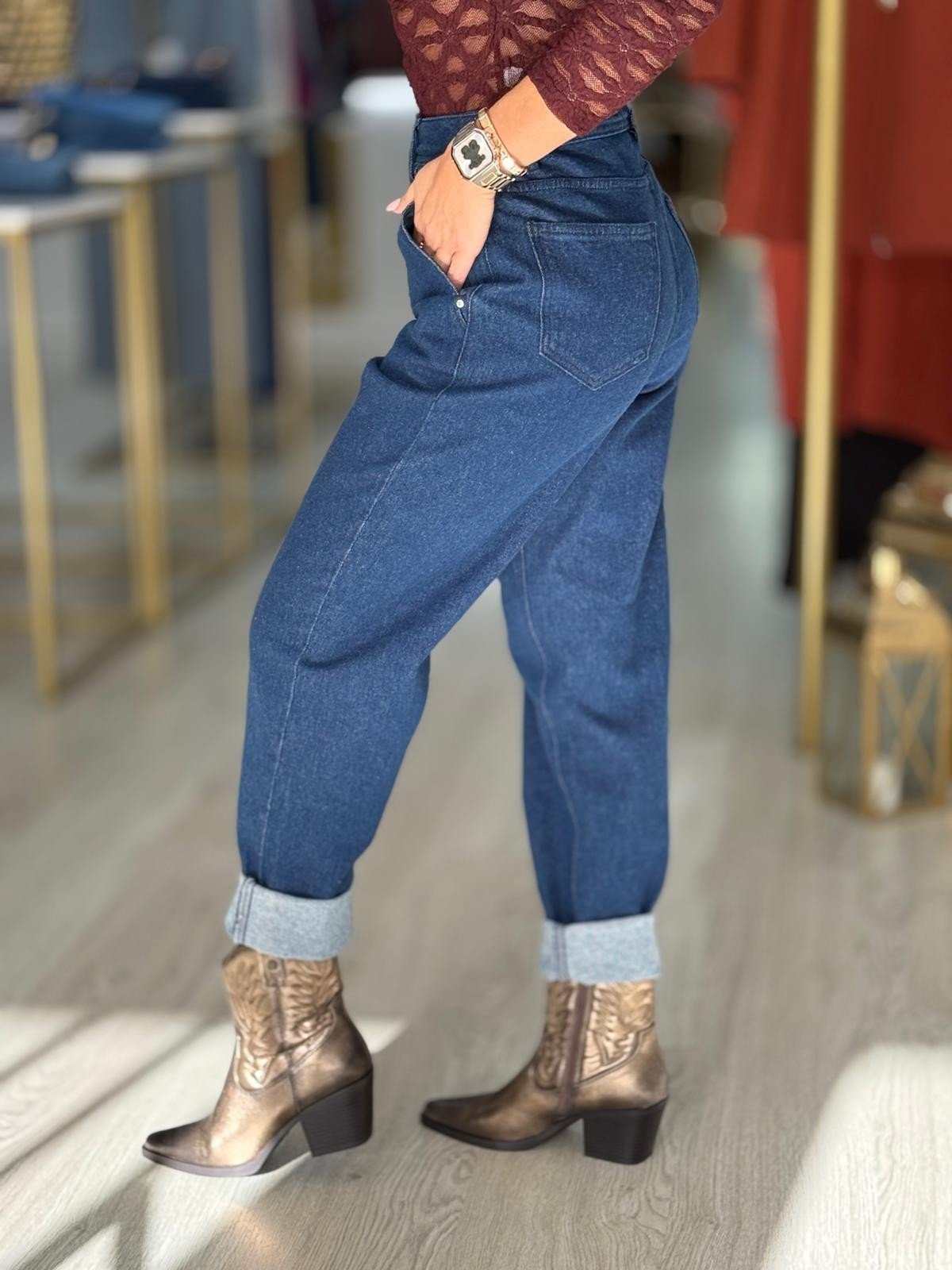 Calças de ganga mom