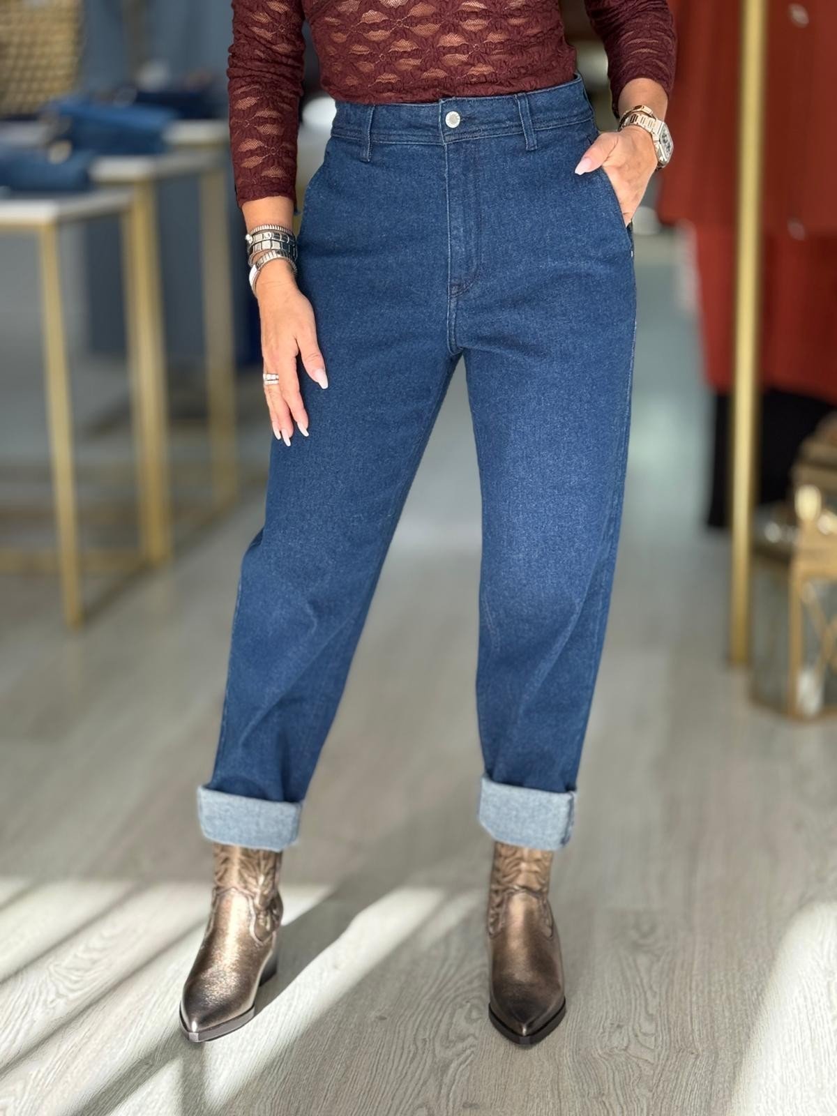 Calças de ganga mom