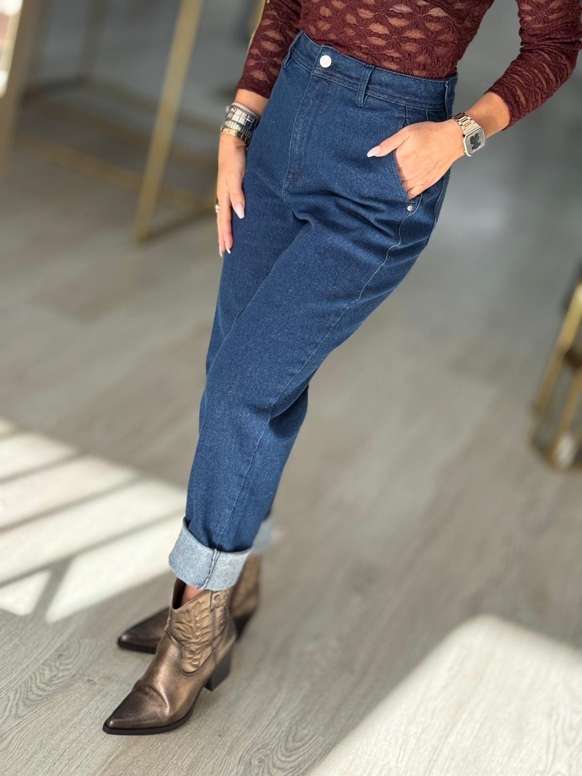 Calças de ganga mom