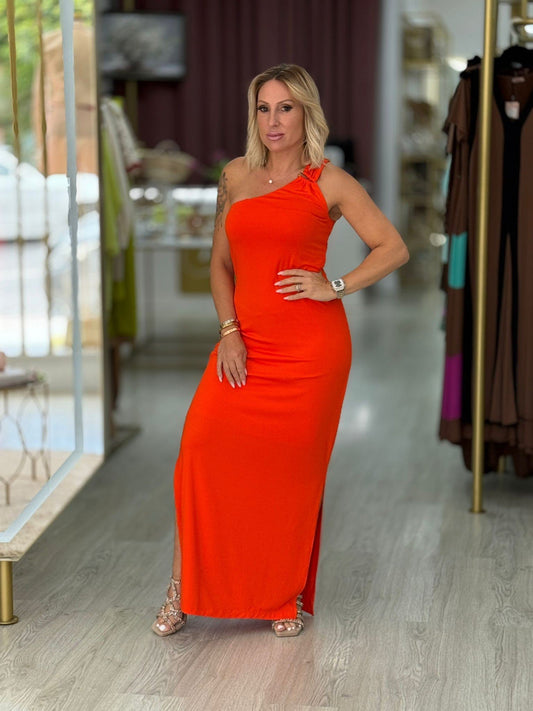 Vestido comprido de um ombro (+ cores)