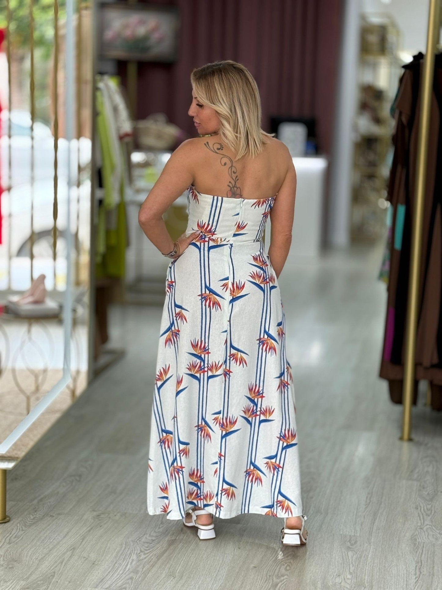 Vestido linho estrelicia