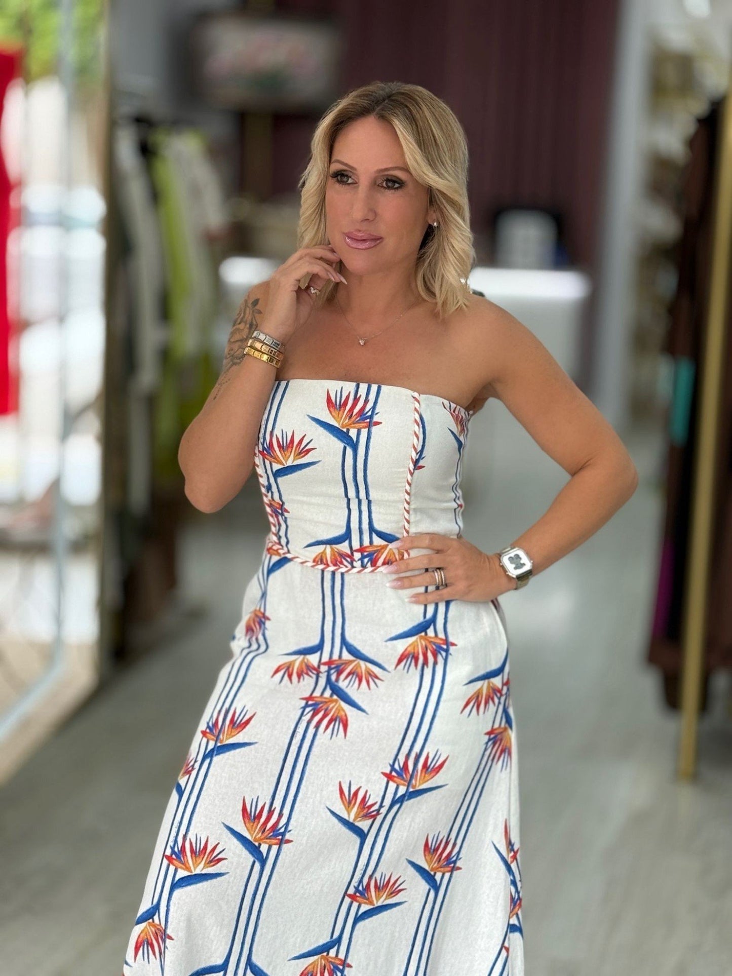 Vestido linho estrelicia