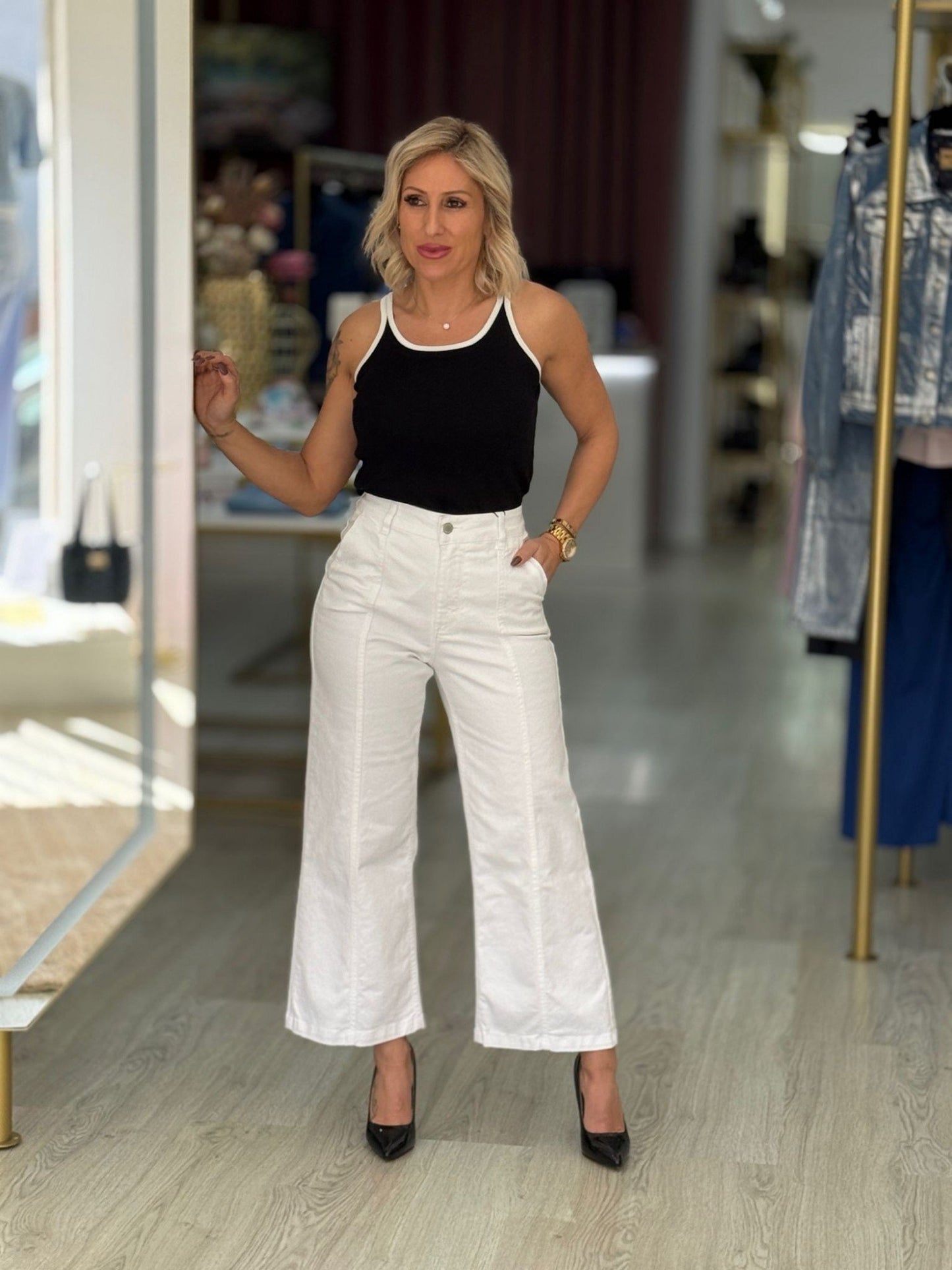 Calças de ganga wide leg (+ cores)