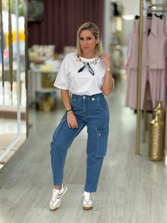 Calças slouchy com bolsos