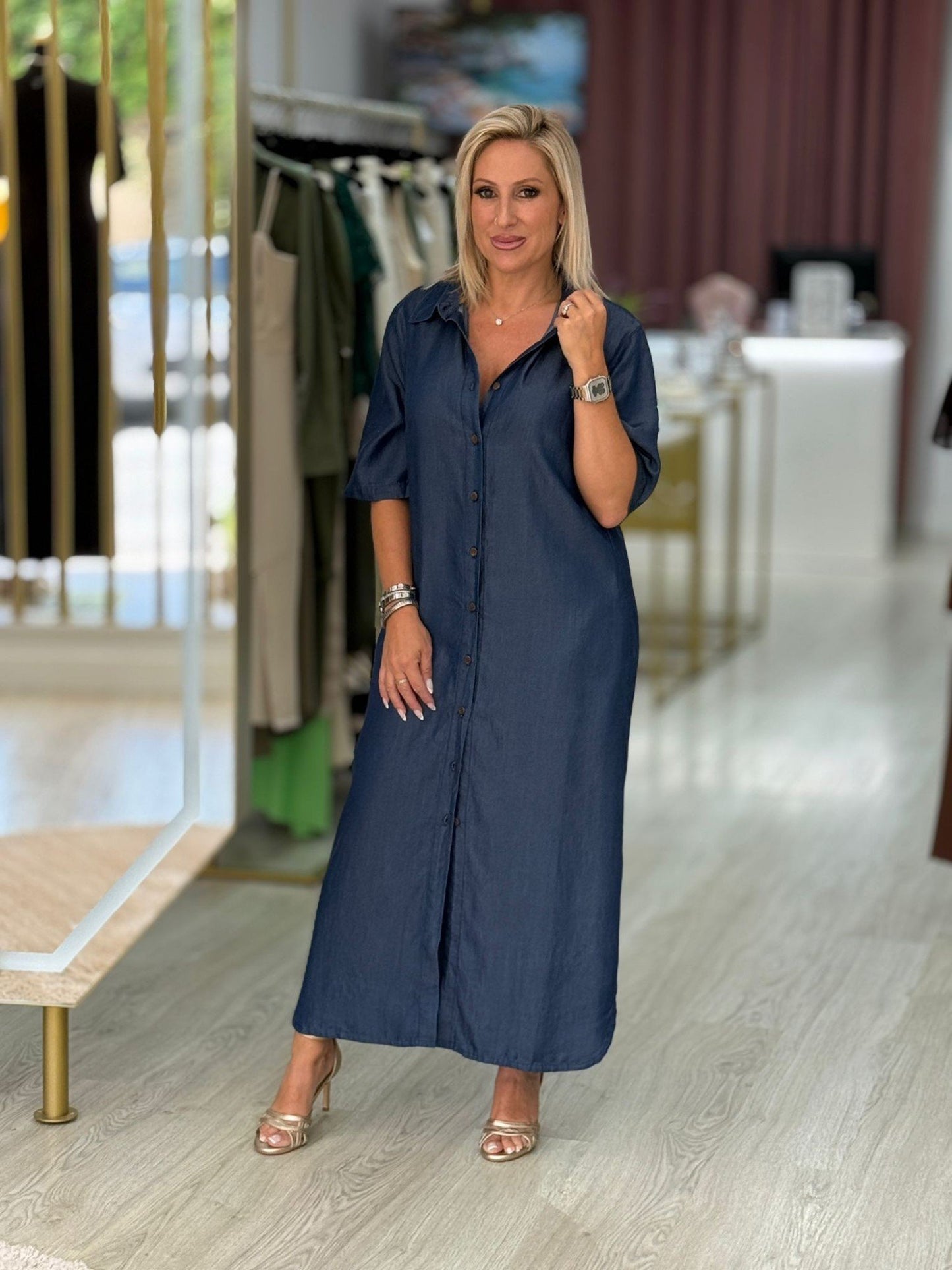 Vestido de ganga comprido